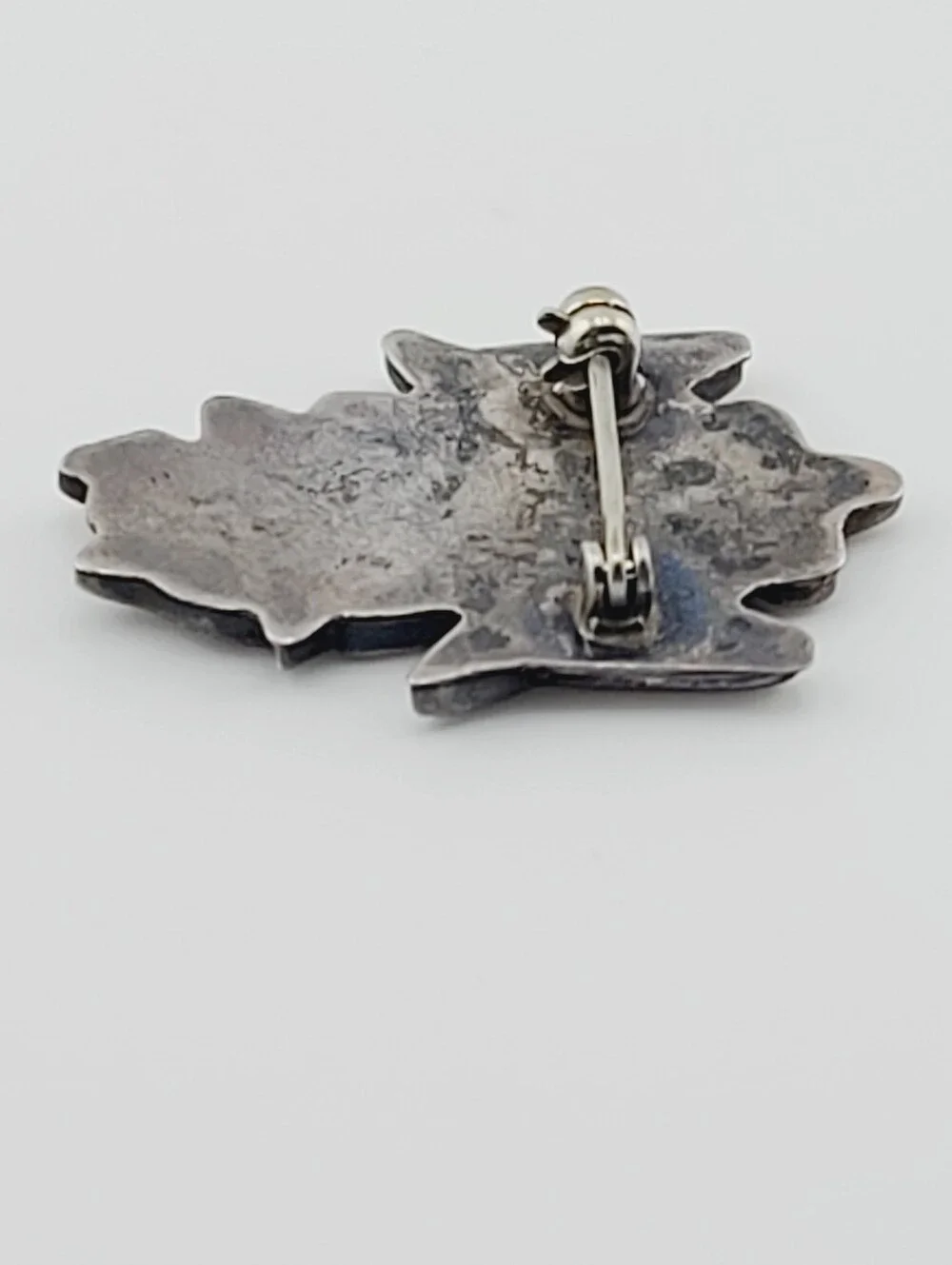 1940s Zuni Knifewing Pin of Turquoise, Jet, MOP, & Spiney Oyster On Sterling